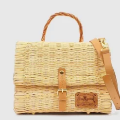 Sac cartable en jonc 30cm - Naturel