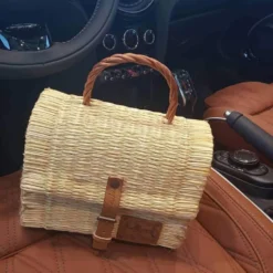 Sac cartable en jonc 30cm - Naturel