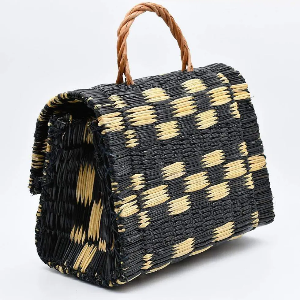 Sac cartable en jonc 25cm - Noir