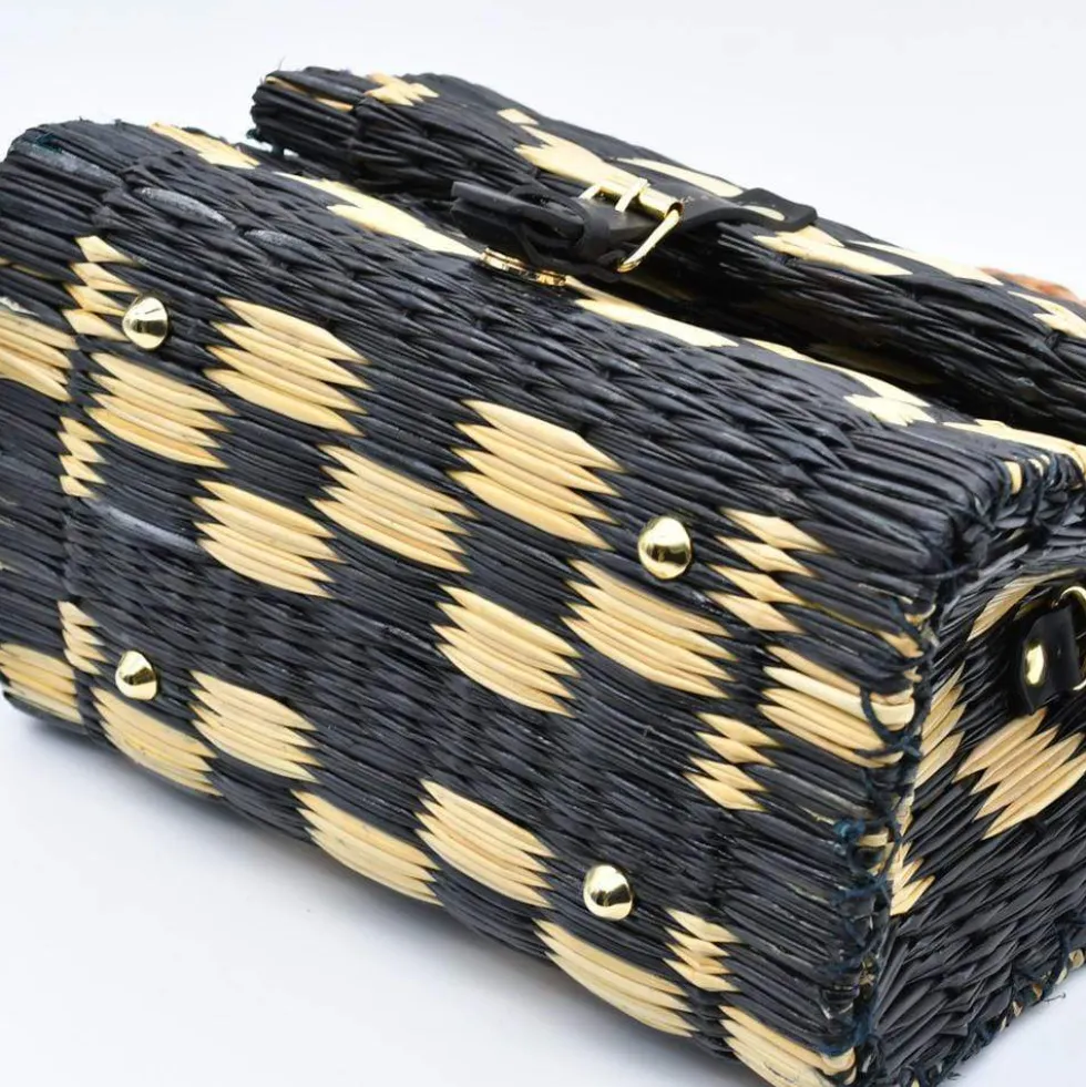 Sac cartable en jonc 25cm - Noir