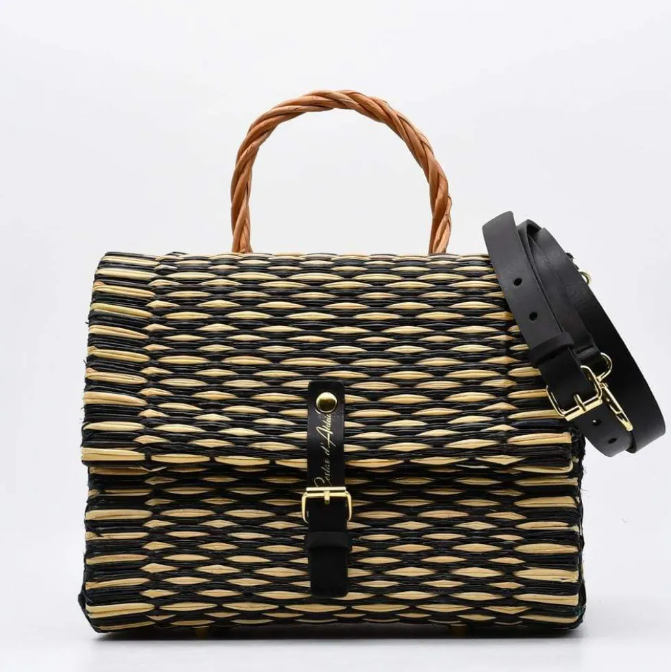 Sac cartable en jonc 25cm - Noir