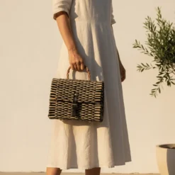 Sac cartable en jonc 25cm - Noir