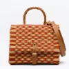 Sac cartable en jonc 25cm - Orange & naturel