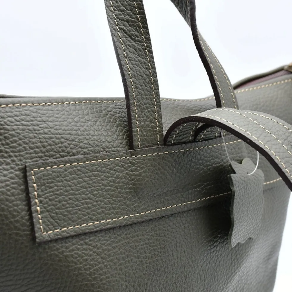 Sac à dos en cuir - Vert olive