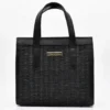 Sac en cuir et jonc 26cm - Noir