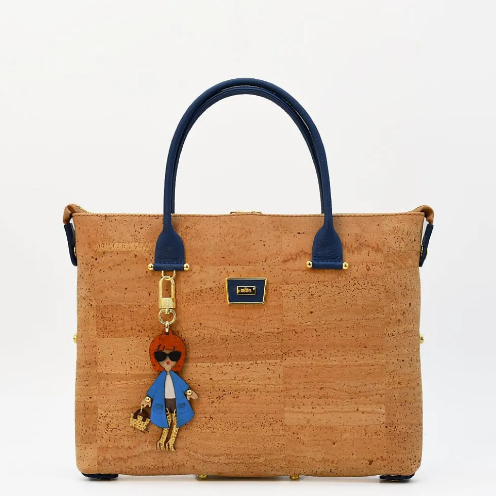 Sac à main convertible en liège- Bleu