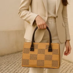 Sac à main en liège perforé - Naturel