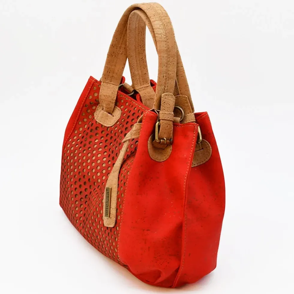 Sac à main en liège perforé - Rouge