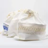 Sac pochette en lin brodé bleu 40x40cm