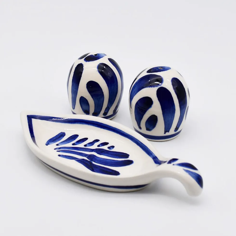 Salière & poivrière en céramique "Andorinha" - Bleue
