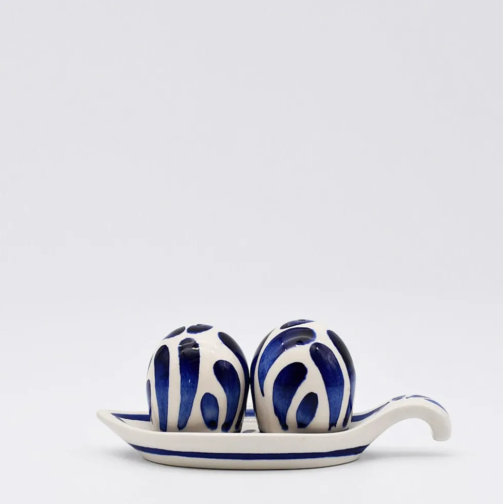 Salière & poivrière en céramique "Andorinha" - Bleue