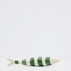 Sardine rayée en céramique de Caldas da Rainha - Blanc & vert