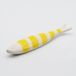 Sardine rayée en céramique de Caldas da Rainha - Blanc & jaune