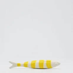 Sardine rayée en céramique de Caldas da Rainha - Blanc & jaune