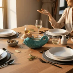 Saucière en céramique en forme de Poisson - Turquoise