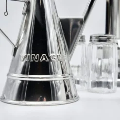 Service de table huile - vinaigre - sel - poivre en inox et bois