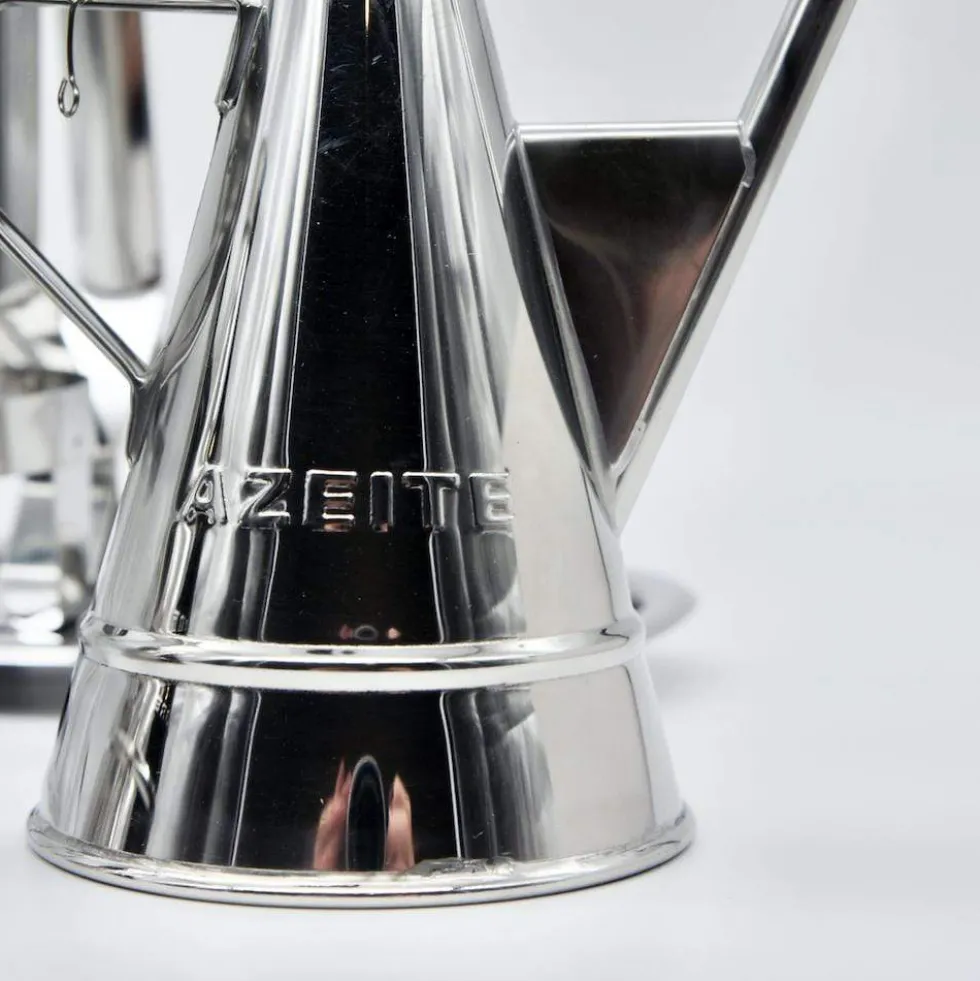 Service de table huile - vinaigre - sel - poivre en inox et bois