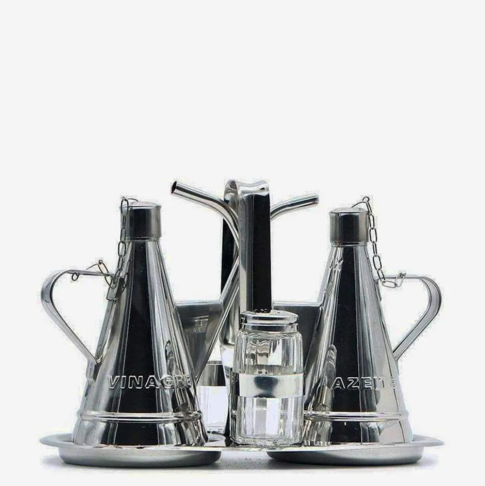 Service de table huile- vinaigre - sel - poivre en inox