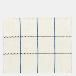 Set de table en coton recyclé - Blanc cassé & bleu