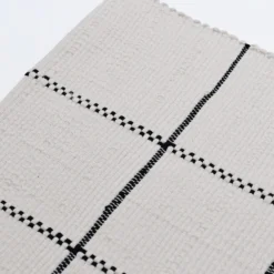 Set de table en coton recyclé - Blanc cassé et noir