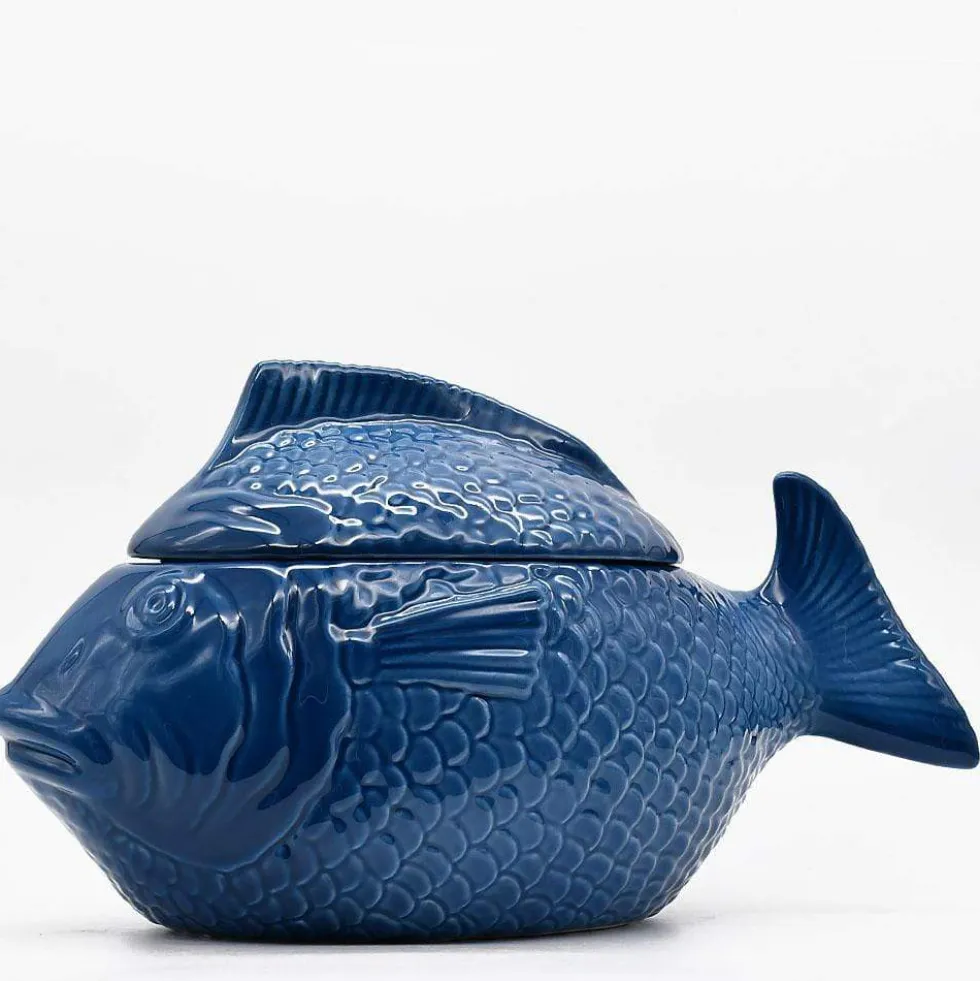 Soupière en céramique en forme de Poisson - Bleu cobalt