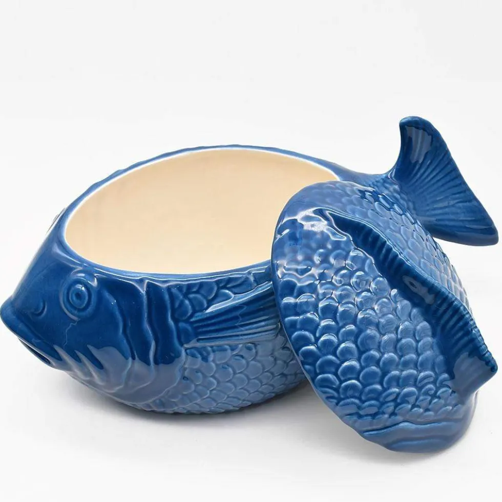 Soupière en céramique en forme de Poisson - Bleu cobalt