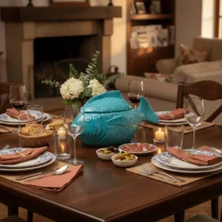 Soupière en céramique en forme de Poisson - Turquoise