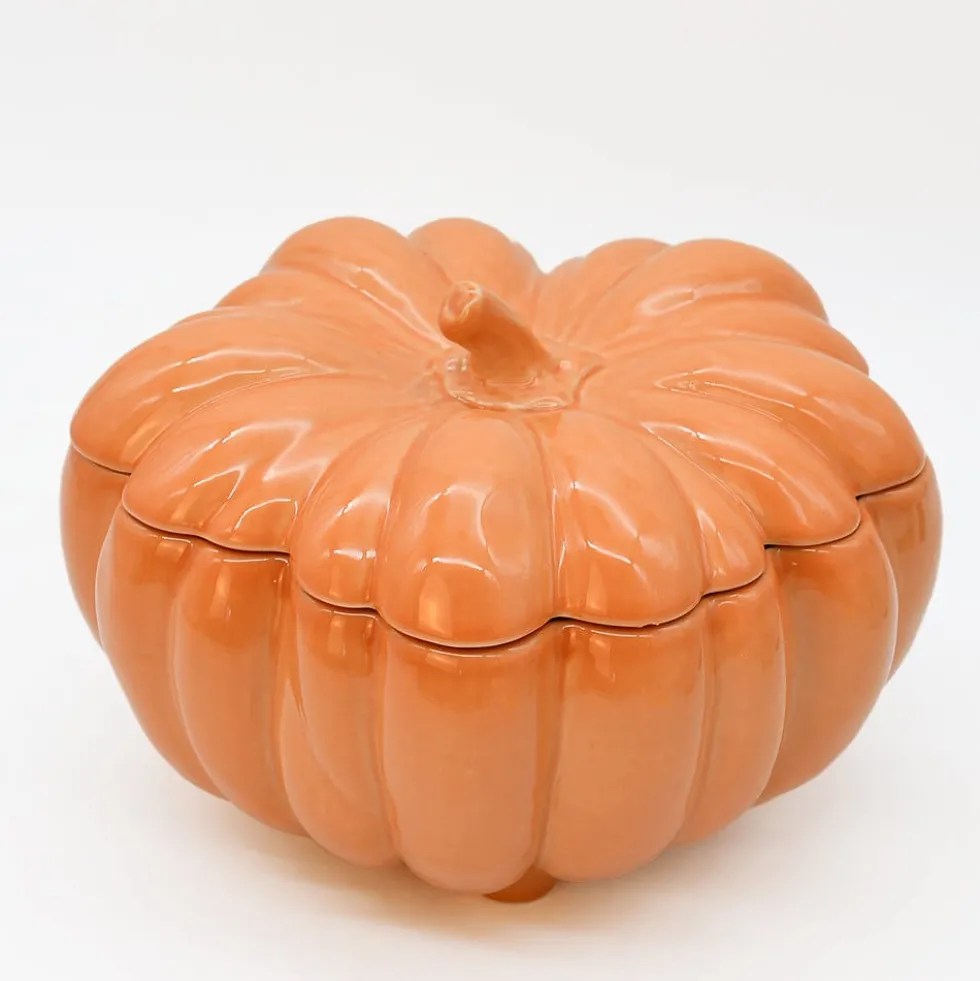 Soupière en grès en forme de citrouille