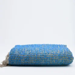 Tapis artisanal en sisal et coton 160x95 - Turquoise