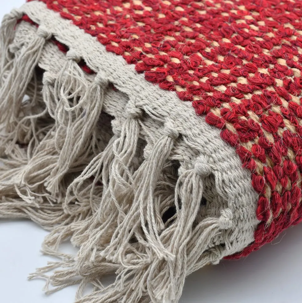 Tapis artisanal en sisal et coton 160x95 - Bordeaux