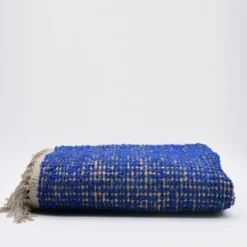 Tapis artisanal en sisal et coton 160x95 - Bleu