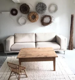 Tapis artisanal rayé - Écru et noir