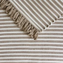 Tapis coton rayé Café et blanc
