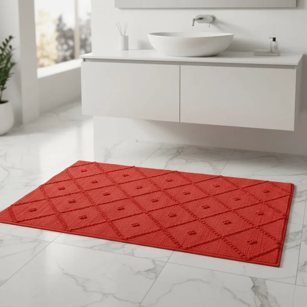 Tapis de salle de bain 100x50 - Rouge