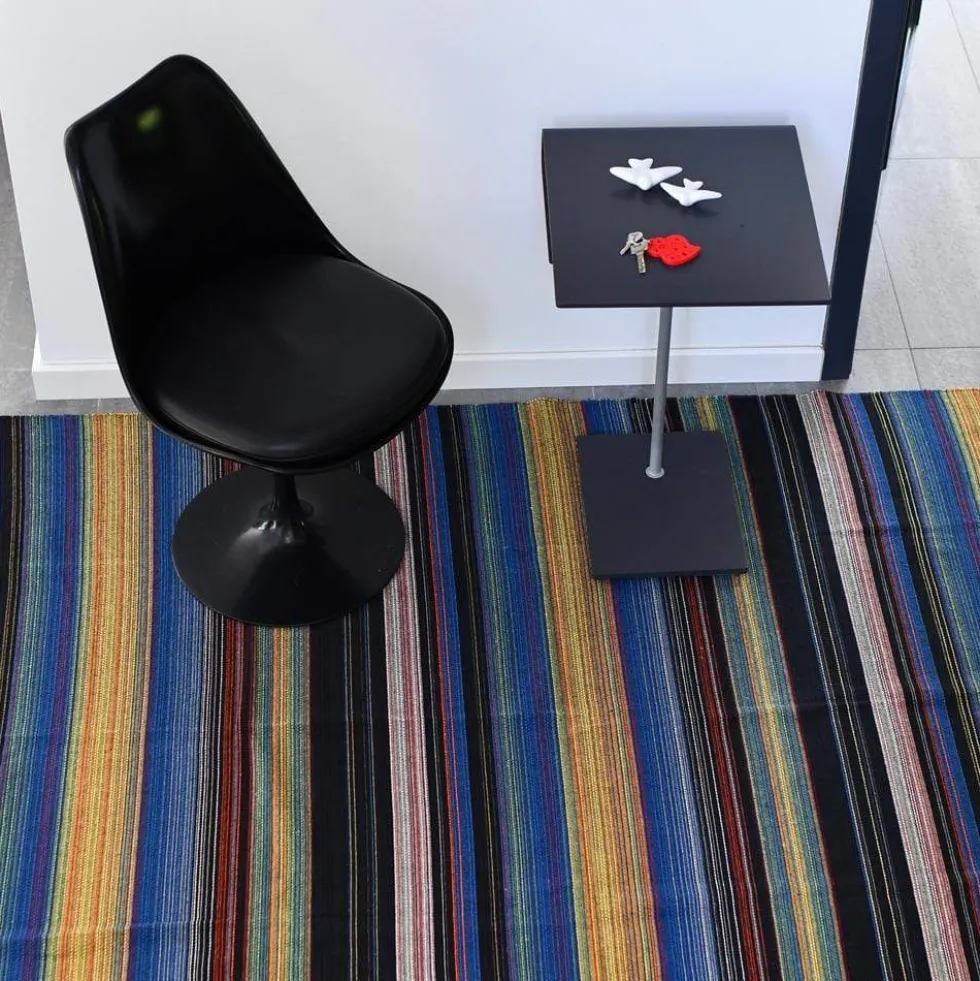Tapis fin en coton 210x150 - Bleu dur