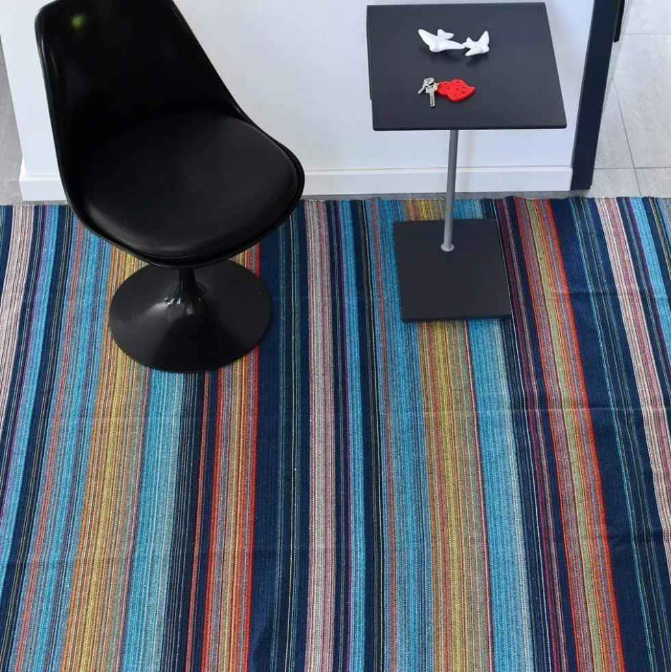 Tapis fin en coton 210x150 - Turquoise