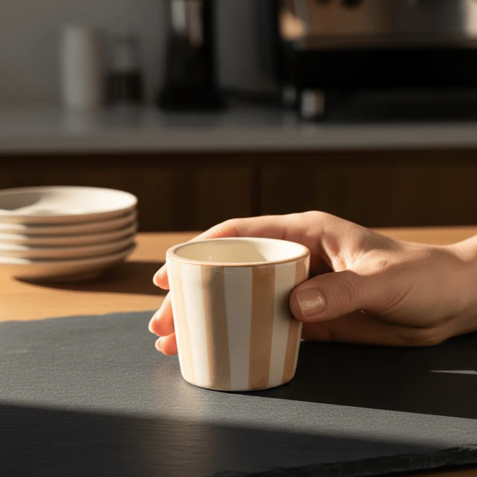 Tasse à espresso rayée "Costa Nova Mar" - Moka