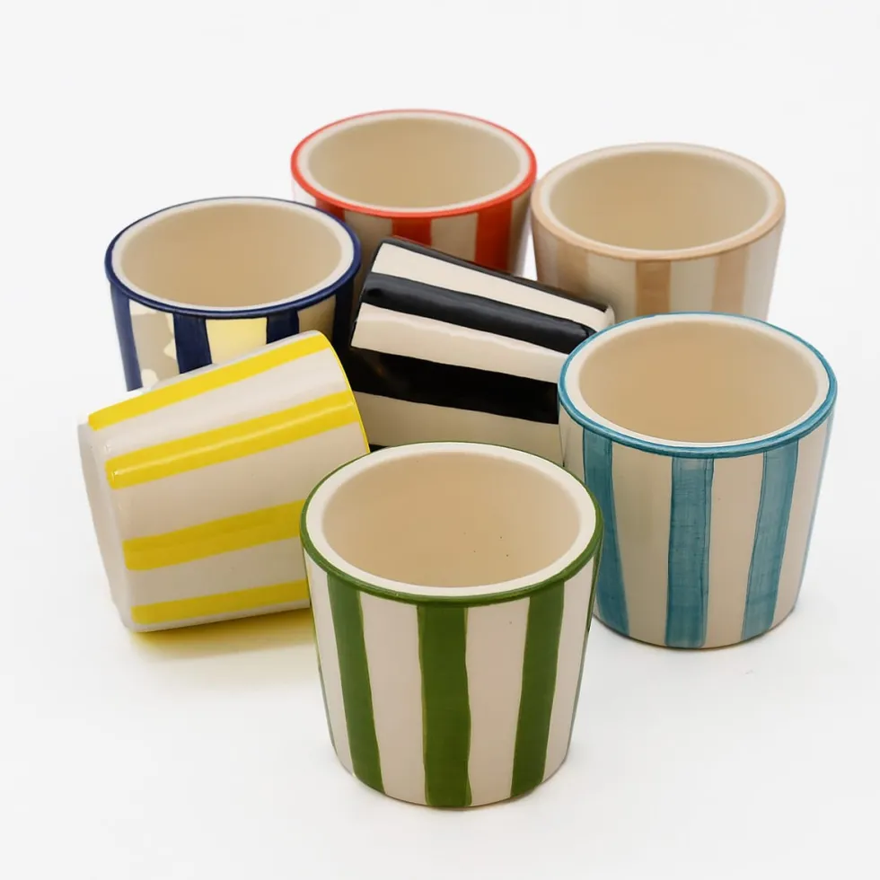 Tasse à espresso rayée "Costa Nova Mar" - Noir