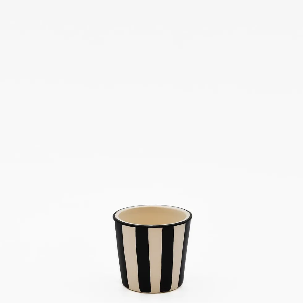 Tasse à espresso rayée "Costa Nova Mar" - Noir