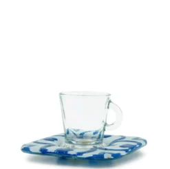 Tasse et sous tasse en verre fusionné "Azulejos"
