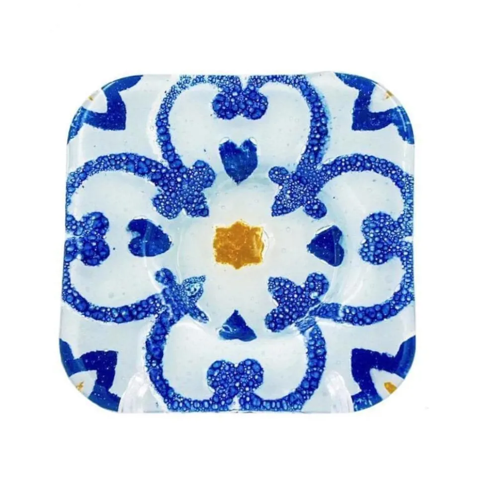 Tasse et sous tasse en verre fusionné "Azulejos"