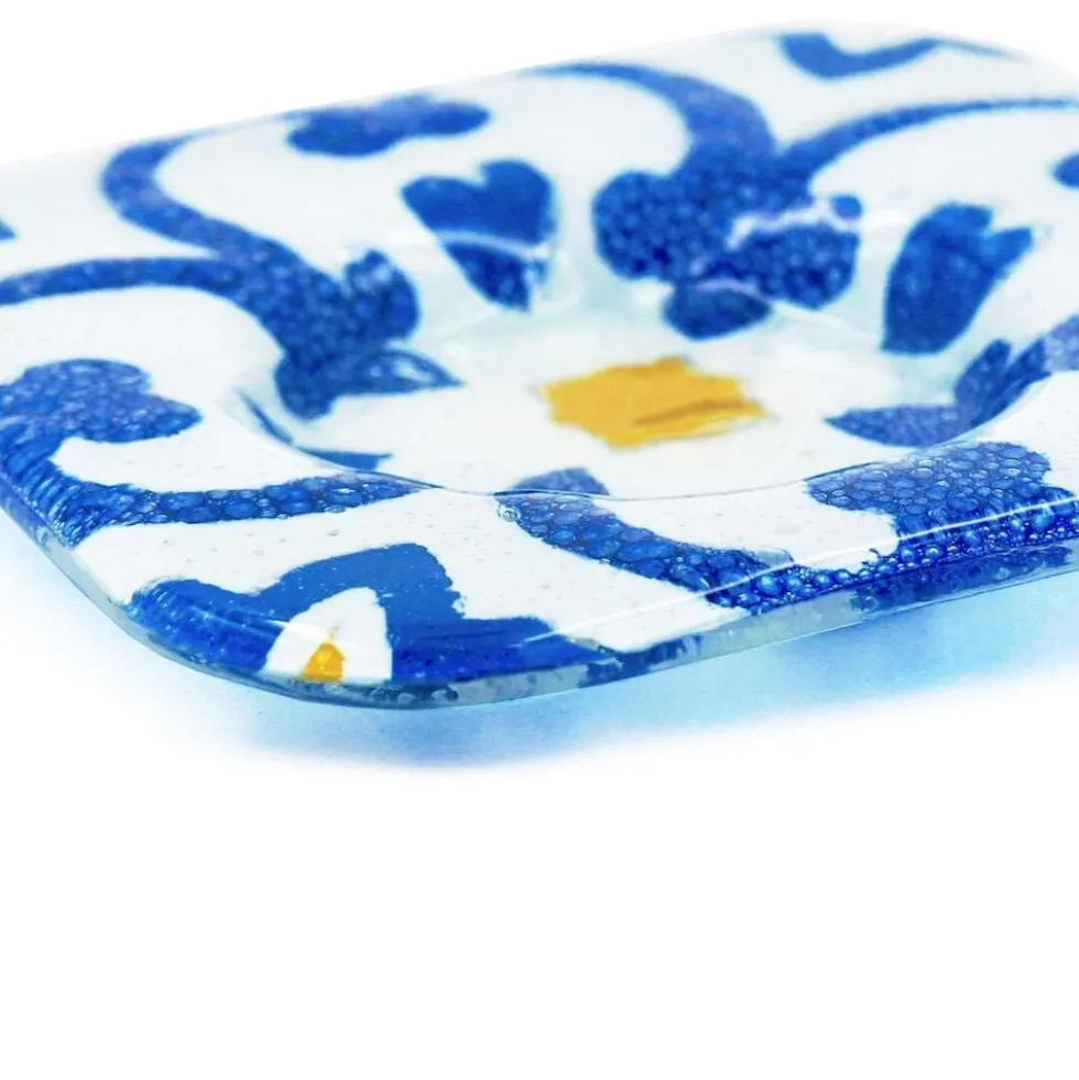 Tasse et sous tasse en verre fusionné "Azulejos"