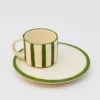 Tasse et sous-tasse rayés "Costa Nova Mar" - Vert