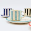 Tasse et sous-tasse rayés "Costa Nova Mar" - Turquoise