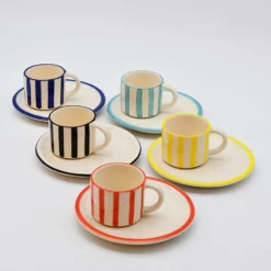 Tasse et sous-tasse rayés "Costa Nova Mar" - Jaune