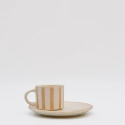 Tasse et sous-tasse rayés 