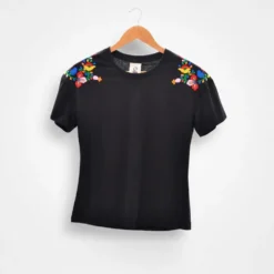 Tee-shirt 'Viana" brodé main - Noir