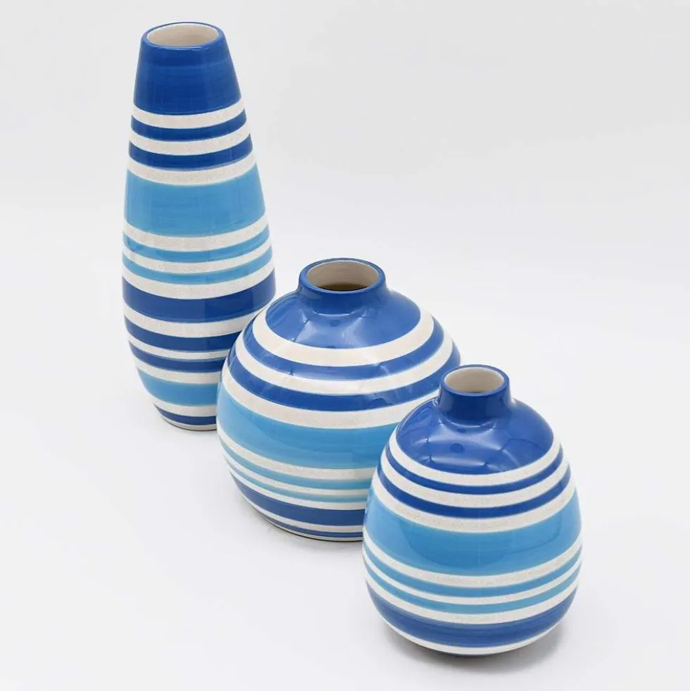 Vase boule rayé - Bleu