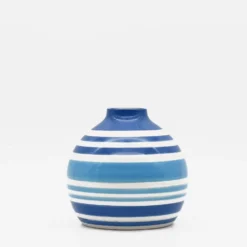 Vase boule rayé - Bleu