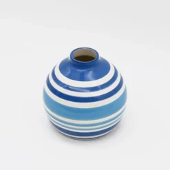 Vase boule rayé - Bleu